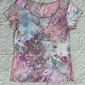 EUC Women’s Vintage Tye Dye Butterfly Tee Shirt, b. friends Sz XL
